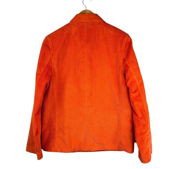 Womens J Crew Orange Corduroy Button Up Closure Collared Jacket with Pockets - Picture 11 of 13